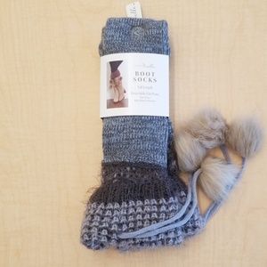 Tall Boot Socks with detachable faux fur poms
